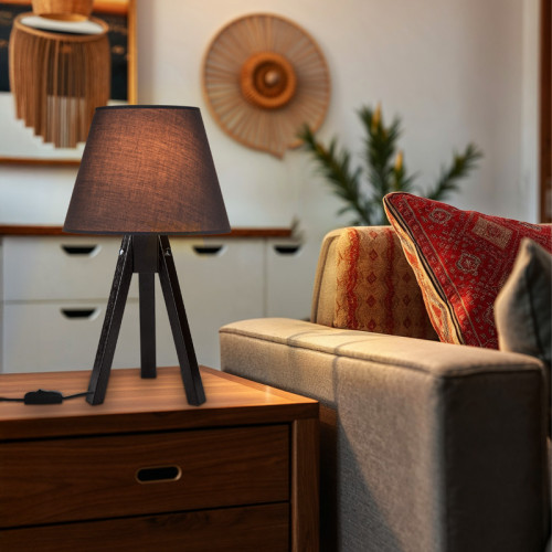 Adeck pakoworld E27 table lamp in brown-gray shade Φ25x45cm