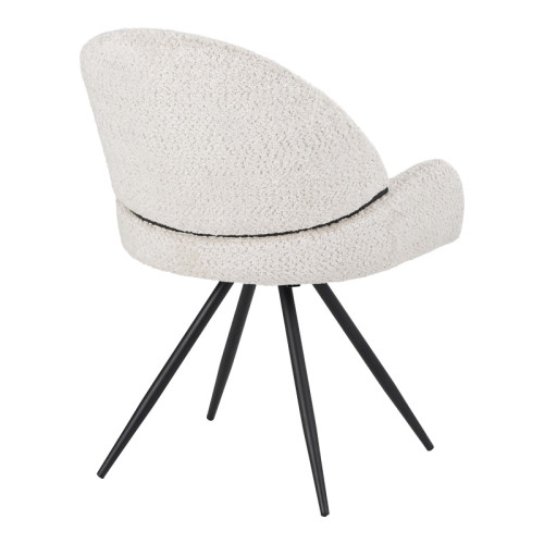 Morea pakoworld rotating chair bouclé in beige color with black metallic legs 68x66x82.5cm Morea pakoworld rotating chair bouclé in beige color with black metallic legs 68x66x82.5cm