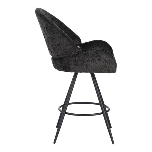 Morea pakoworld rotating bar stool bouclé in black color with black metallic legs 68x66x82.5cm Morea pakoworld rotating bar stool bouclé in black color with black metallic legs 68x66x82.5cm