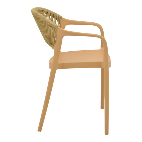 Ankara armchair pakoworld stackable pp cappuccino shade with beige rattan 57x48x80cm