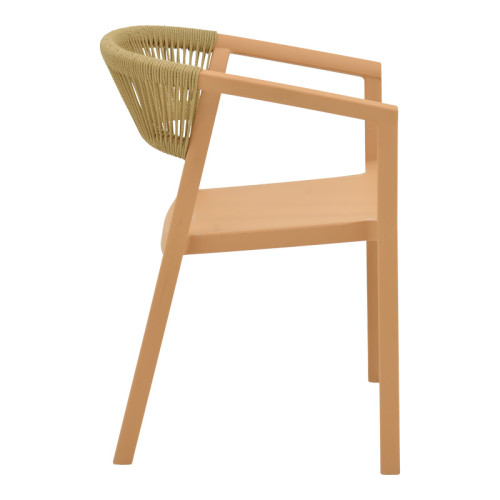 Armchair Sillia pakoworld stackable pp cappuccino shade with beige rattan 55x52x74.5cm