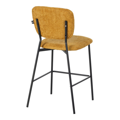 Cathair pakoworld bar stool bouclé fabric in tampa color with black metallic legs 48x54x100cm