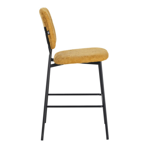 Cathair pakoworld bar stool bouclé fabric in tampa color with black metallic legs 48x54x100cm