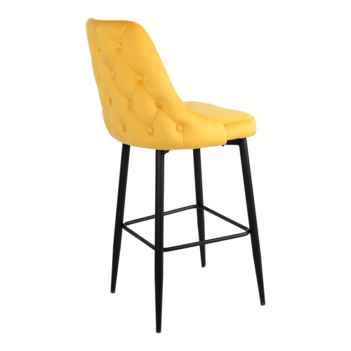 Zedna bar stool pakoworld yellow velvet with black metal legs 52x57x111cm