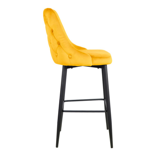 Zedna bar stool pakoworld yellow velvet with black metal legs 52x57x111cm