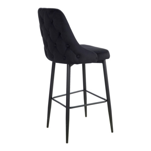 Zedna bar stool pakoworld black velvet with black metal legs 52x57x111cm