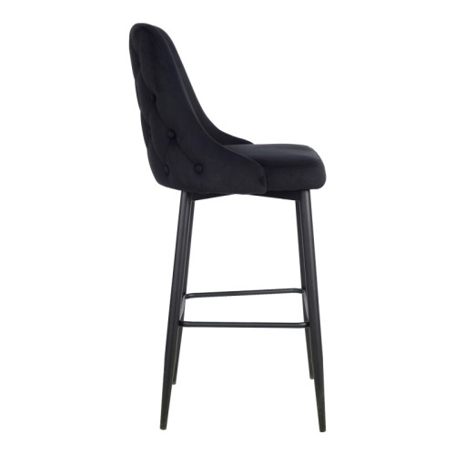 Zedna bar stool pakoworld black velvet with black metal legs 52x57x111cm