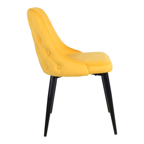 Zedna chair pakoworld yellow velvet with black metal legs 51x58x84cm