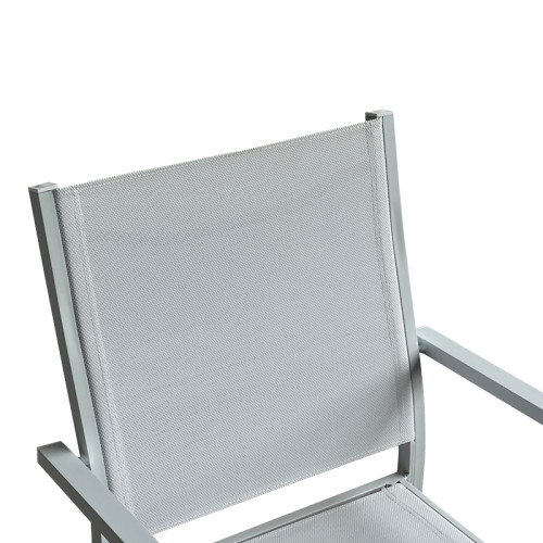 Zacreta pakoworld aluminum-textilene armchair in white color 61x56.5x87.5cm