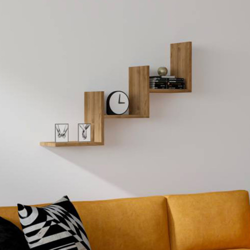 Mauer pakoworld wall shelf in walnut shade 90x19.6x60cm