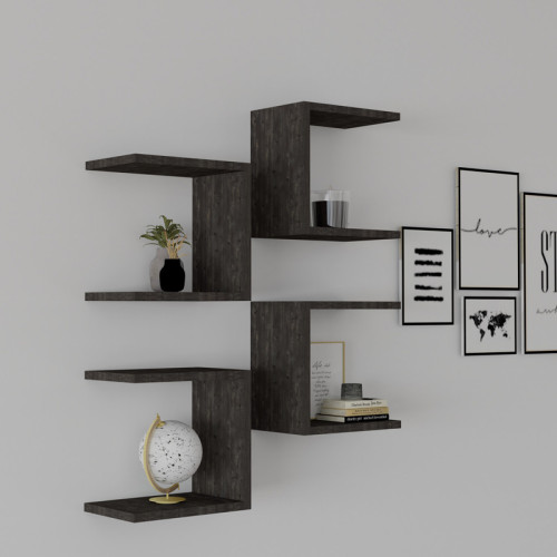Perari pakoworld 4pcs wall shelf in dark walnut shade 30x19.6x30cm Perari pakoworld 4pcs wall shelf in dark walnut shade 30x19.6x30cm