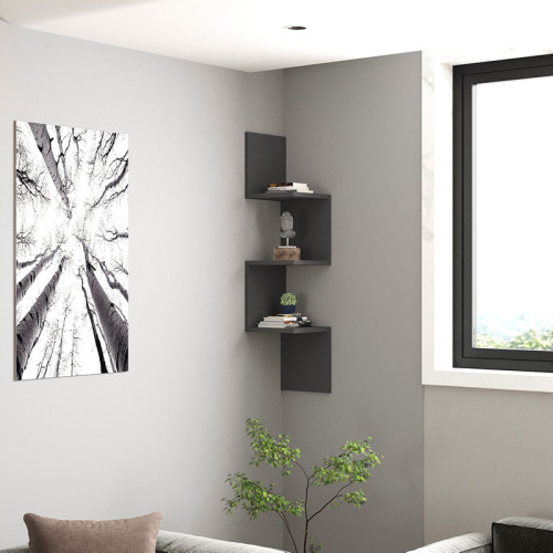 Corner wall shelf Insta pakoworld in anthracite 25x25x105.5cm
