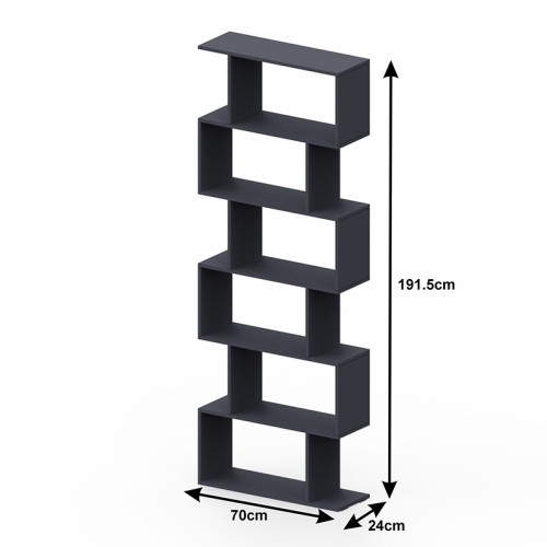 Bookcase Sezen pakoworld  in mocha color 70x24x191.5cm