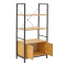 Floor-standing shelf with cabinet Kuili pakoworld metal black-mdf in oak shade 60x36x121cm