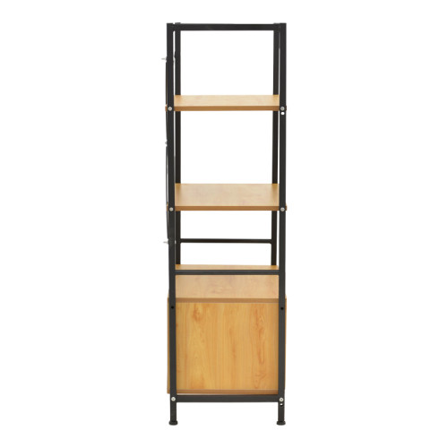 Floor-standing shelf with cabinet Kuili pakoworld metal black-mdf in oak shade 60x36x121cm