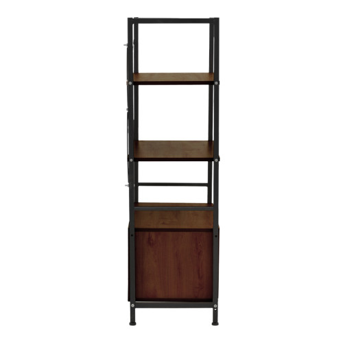 Floor-standing shelf with cabinet Kuili pakoworld metal black-mdf in walnut shade 60x36x121cm