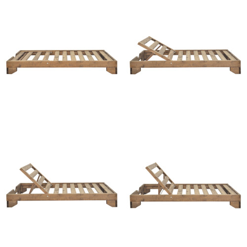 Sun lounger Fendy pakoworld fir wood in walnut color 71.5x200x24cm