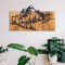 Wall deco Mounten pakoworld pine wood in natural color and black metal 57.5x3x33cm