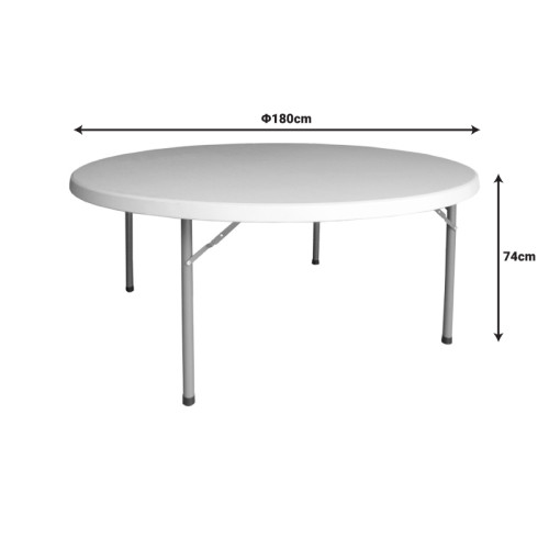 Foldable Comfort pakoworld catering table suitcase white round D180x74cm