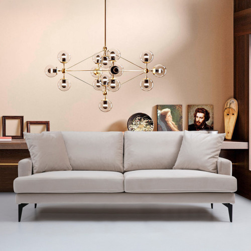 2-seater sofa Fortune pakoworld velvet beige-black 175x90x88cm