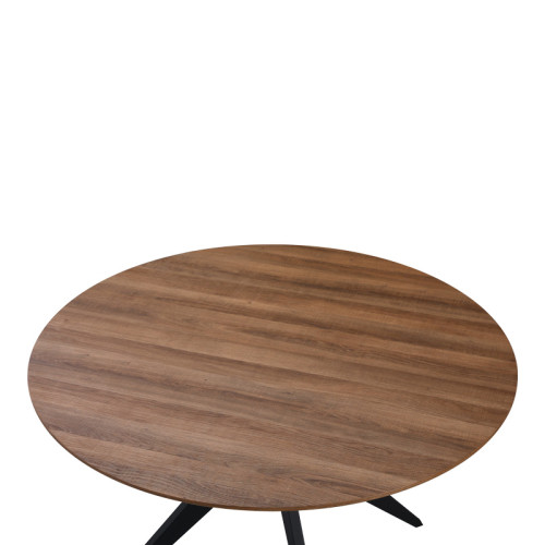 Toda pakoworld mdf table in walnut shade with black metal legs Φ120x75cm