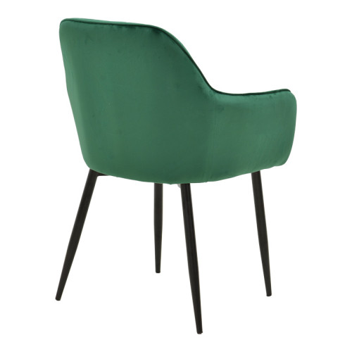 Armchair Noor pakoworld green velvet fabric with black color metal leg 58x58x86cm