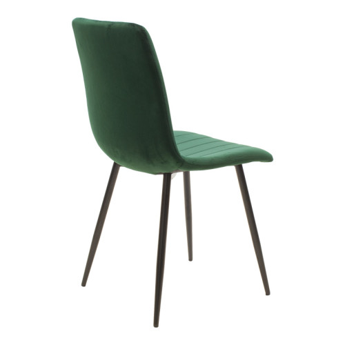 Chair Noor pakoworld velvet green fabric with black color metal leg 44x53x86cm