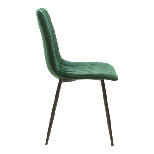 Chair Noor pakoworld velvet green fabric with black color metal leg 44x53x86cm