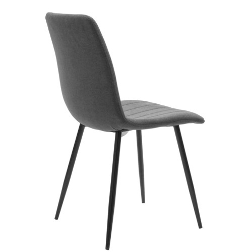 Chair Noor pakoworld dark grey fabric with black color metal leg 44x53x86cm
