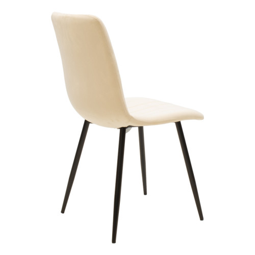 Chair Noor pakoworld velvet beige fabric with black color metal leg 44x53x86cm