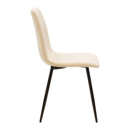 Chair Noor pakoworld velvet beige fabric with black color metal leg 44x53x86cm