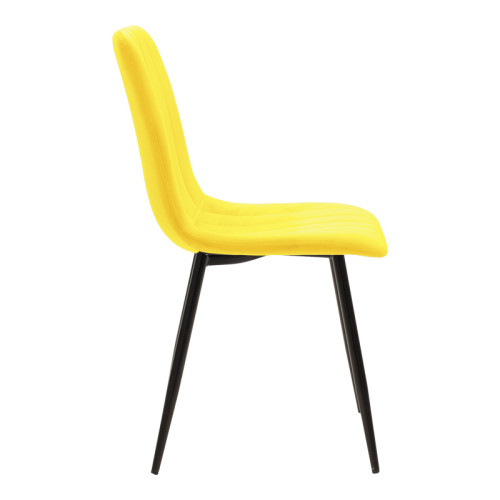 Chair Noor pakoworld velvet yellow fabric with black color metal leg 44x53x86cm
