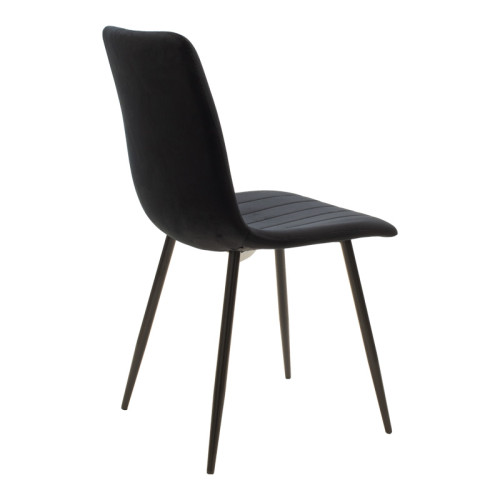 Chair Noor pakoworld velvet black fabric with black color metal leg 44x53x86cm