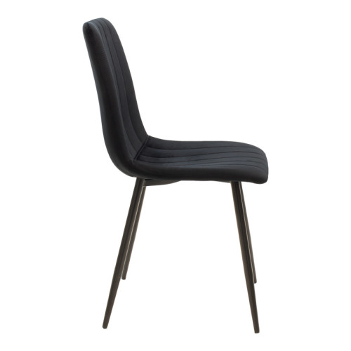 Chair Noor pakoworld velvet black fabric with black color metal leg 44x53x86cm