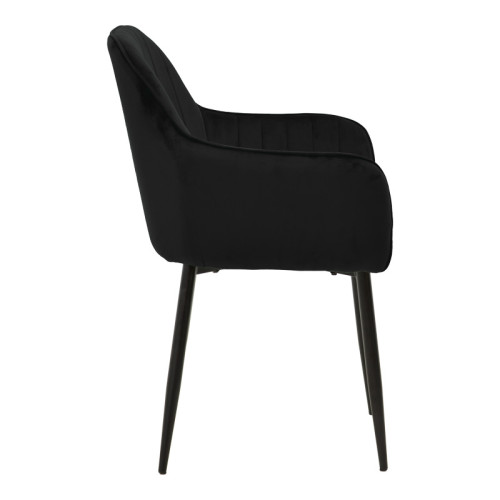 Armchair Noor  pakoworld black velvet fabric with black color metal leg 58x58x86cm