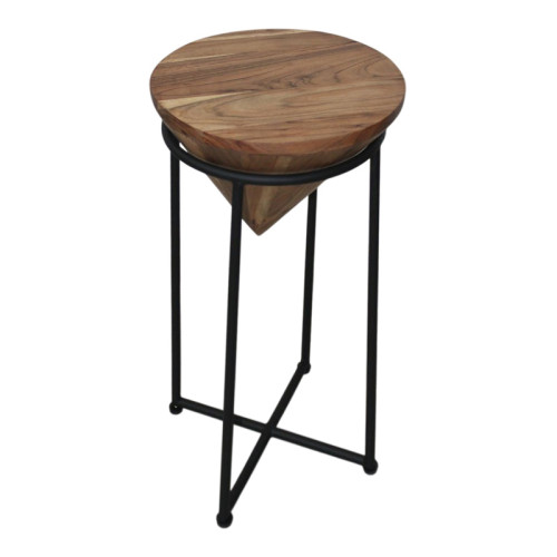 Side table Miles I pakoworld solid acacia wood in natural shade Φ31x53cm