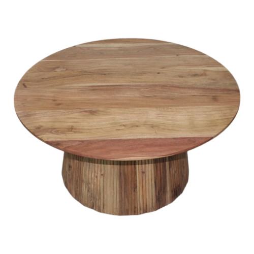 Canicule I pakoworld table, solid acacia wood in natural shade, Φ80x40cm
