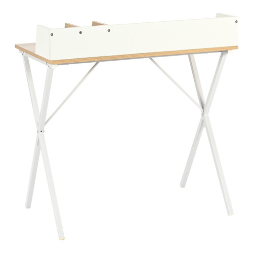 Office desk Zervan pakoworld in oak color with white metal legs 80x50x84cm Office desk Zervan pakoworld in oak color with white metal legs 80x50x84cm