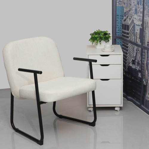Vindor pakoworld visitor chair cream fabric with black metal leg 65x68.5x79.5cm