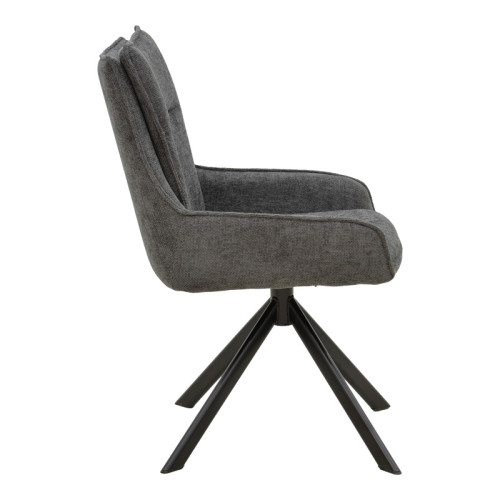 Armchair Konelian pakoworld dark grey farbric with black color metal leg 54x63x88cm