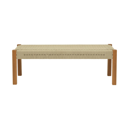 Bench Uma pakoworld teak wood and pe rope in natural shade 150x45x40cm
