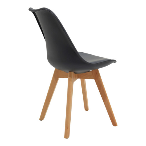 Quana-Gaston pakoworld dining table set of 5 pieces, 8mm transparent glass - black leg - black shade 120x70x75cm