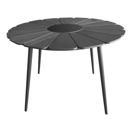 Pinap table pakoworld black aluminum and black plywood D110x74cm