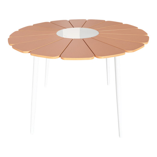 Pinap table pakoworld white aluminum and plywood in a natural shade D110x74cm