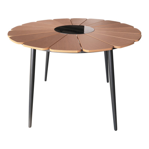 Pinap table pakoworld black aluminum and plywood in a natural shade D110x74cm