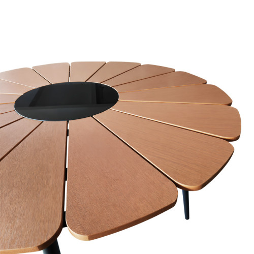 Pinap table pakoworld black aluminum and plywood in a natural shade D110x74cm Pinap table pakoworld black aluminum and plywood in a natural shade D110x74cm