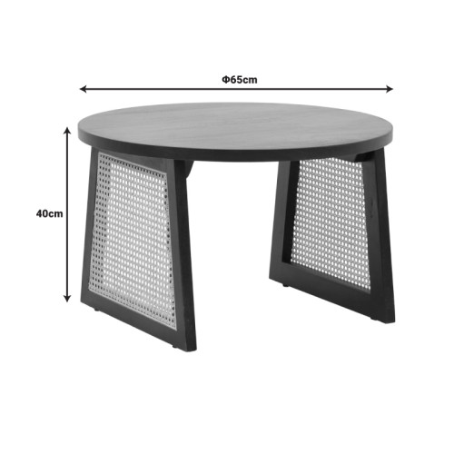 Tamarind pakoworld table mango wood-natural rattan in black shade Φ65x40cm
