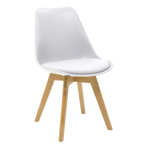 Julita-Gaston dining table set of 5 pakoworld MDF and beech wood in white-natural shade D80x73cm