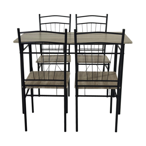Dining table Roza II pakoworld set of 5 pcs mdf in grey shade with grey metal legs 110x60x74cm