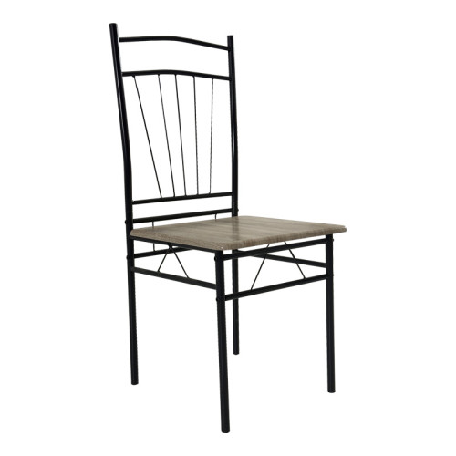 Dining table Roza II pakoworld set of 5 pcs mdf in grey shade with grey metal legs 110x60x74cm